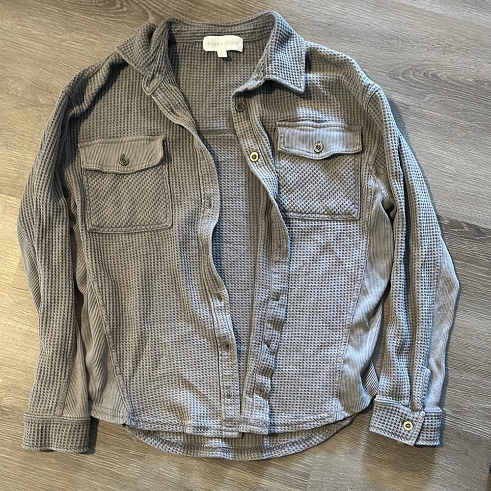 Free People Gray Button Down Shirt